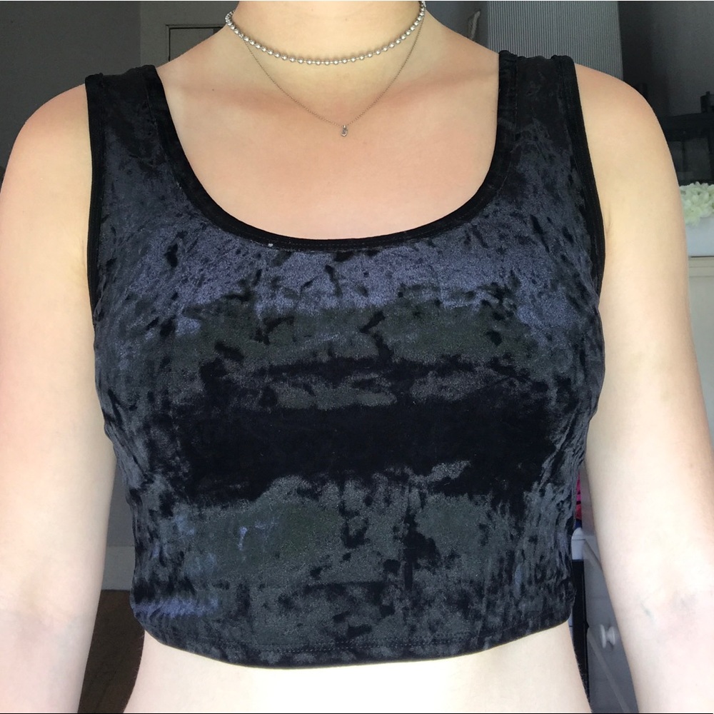 Velvet Wide Strap Crop Top